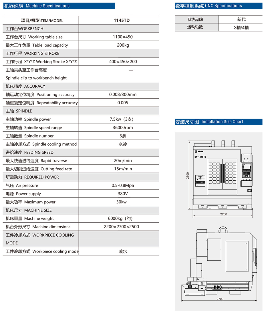 DA-1145TD三頭刀庫機(jī)參數(shù)